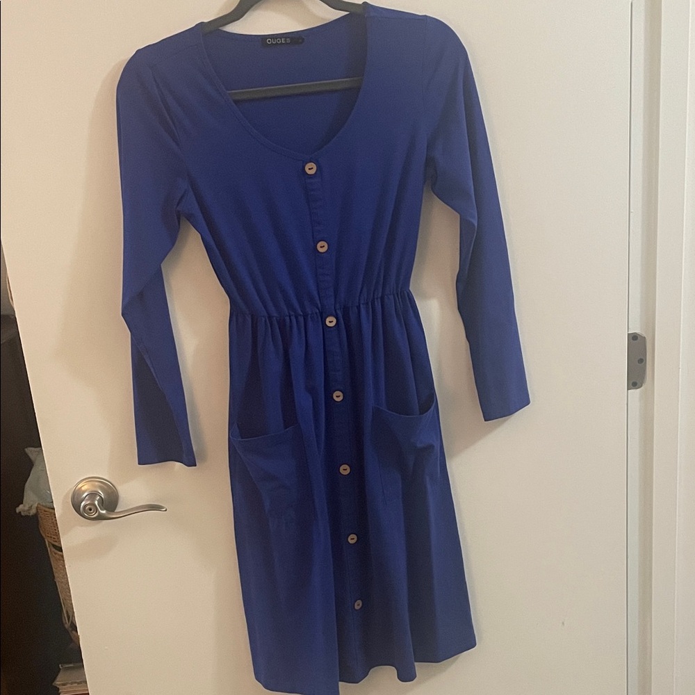 Goddess Royal Blue Long Sleeve Dress